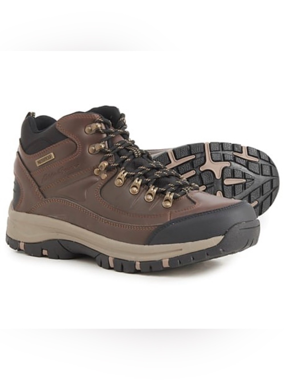 Eddie Bauer Waterproof Lace-Up Hiking Boots Brown/Black US 8 Medium Leather